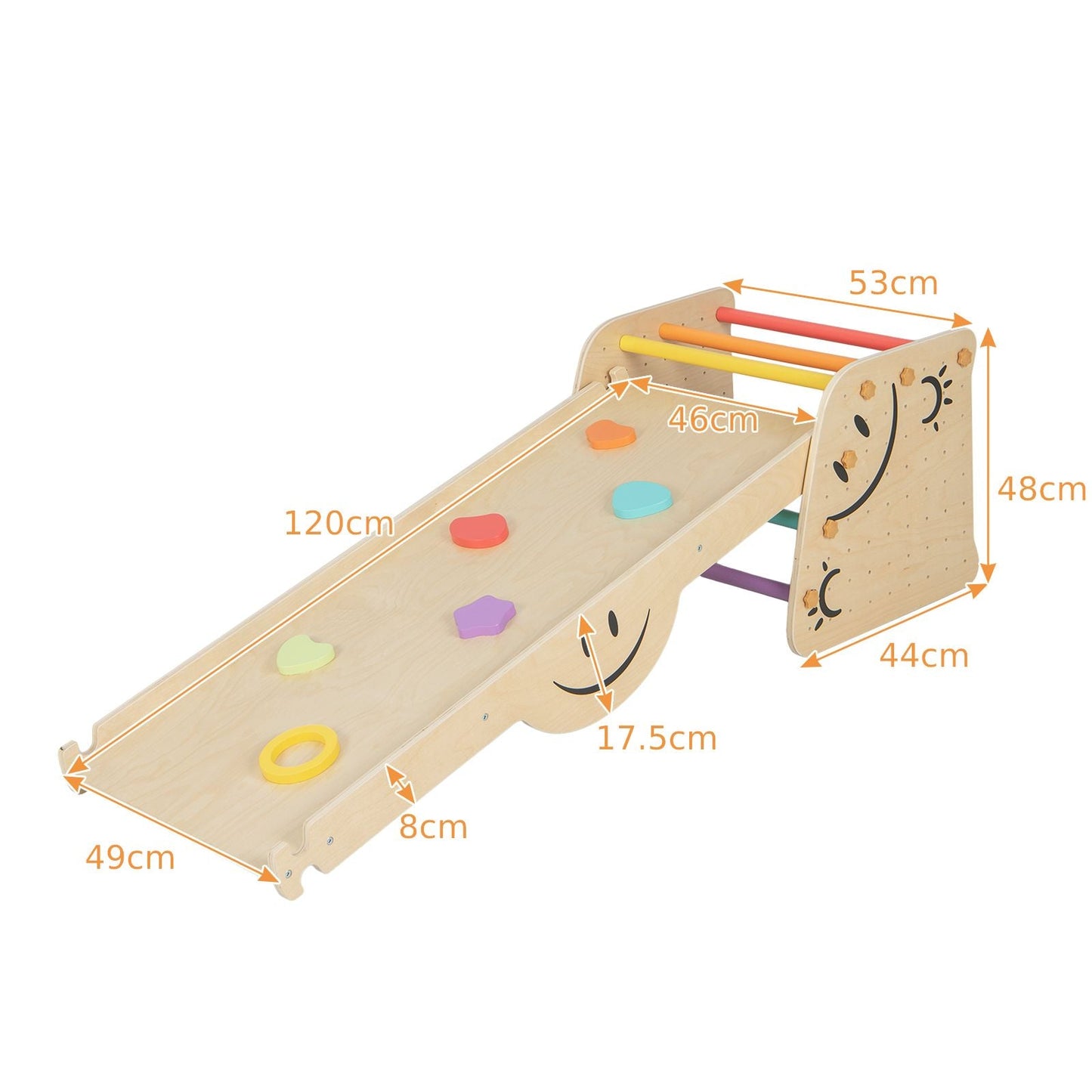 Indoor Climbing Toys for Kids Wooden Climber Set with Step Stool