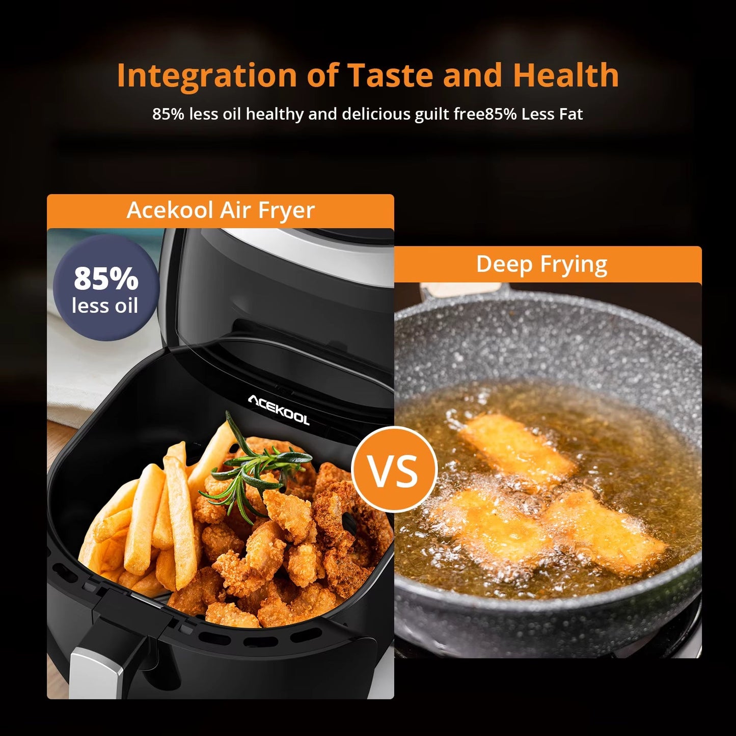 8QT Airfryer Oven with Viewing Window Oilless Cooker Black