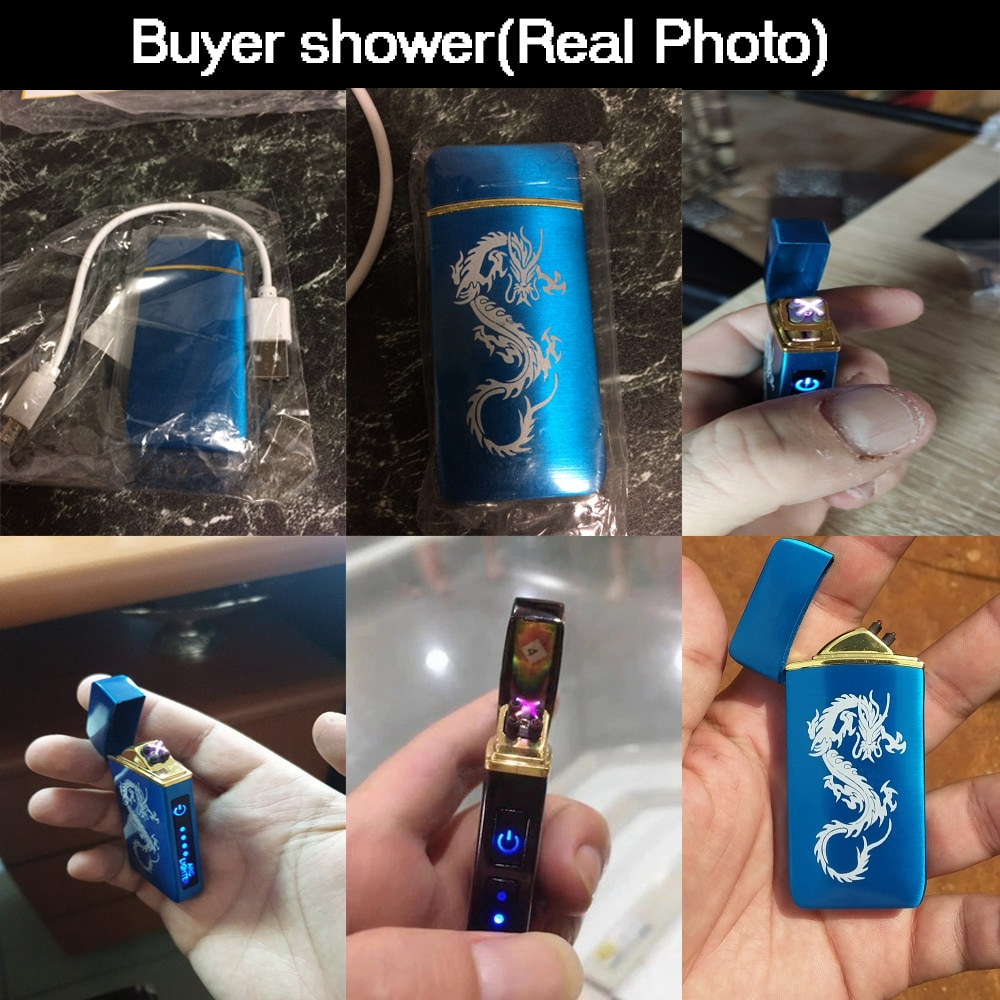 Electric Rechargeable Cigarette Lighter : Windproof Metal Portable Lighter USB