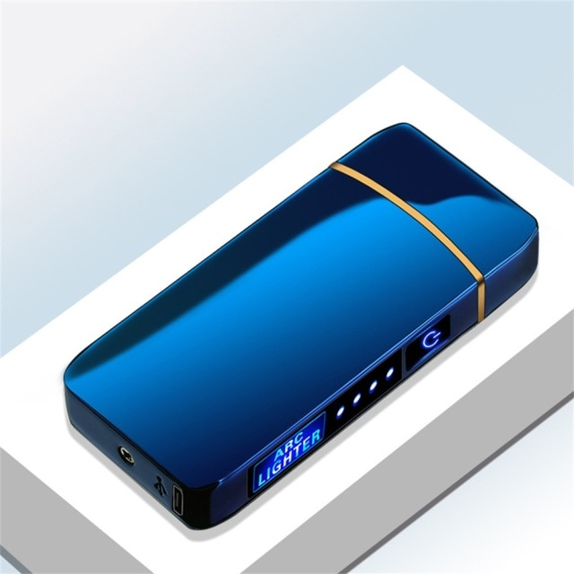 Electric Rechargeable Cigarette Lighter : Windproof Metal Portable Lighter USB