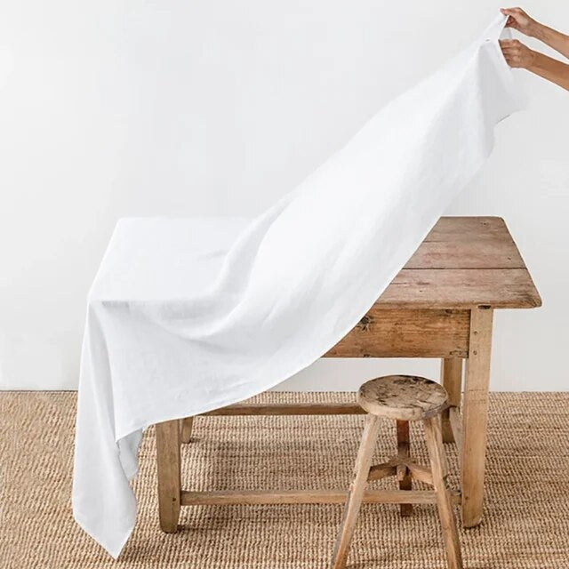 100% Pure Linen Tablecloths & Table Runners - White, Ivory, Beige & Grey