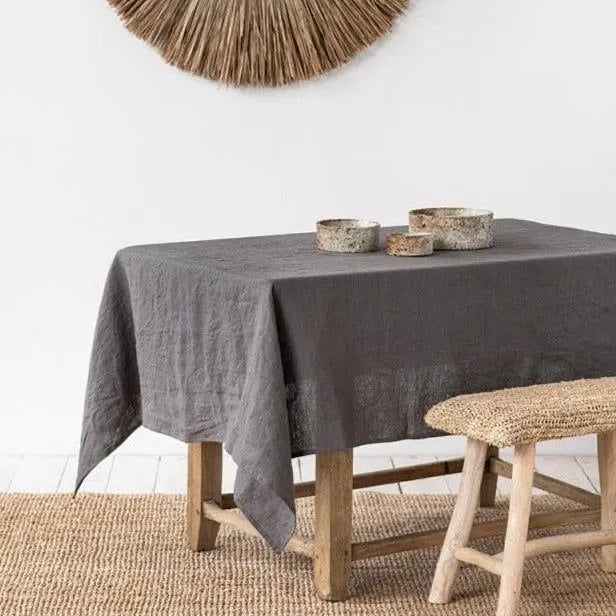 100% Pure Linen Tablecloths & Table Runners - White, Ivory, Beige & Grey