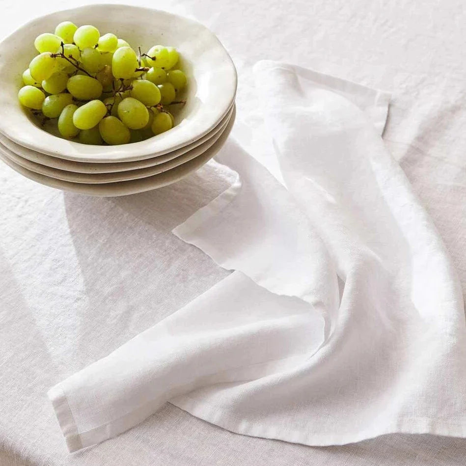100% Pure Linen Tablecloths & Table Runners - White, Ivory, Beige & Grey