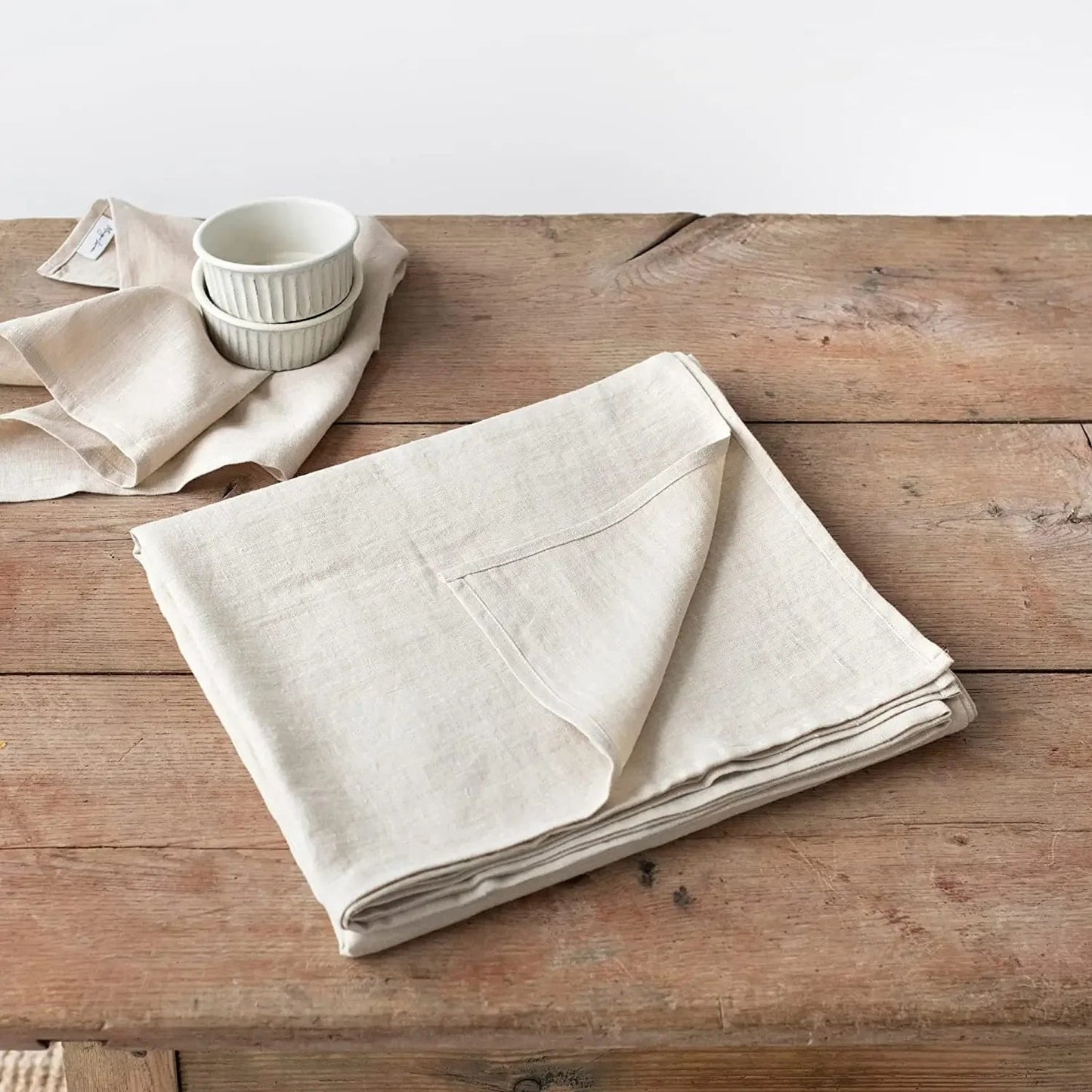 100% Pure Linen Tablecloths & Table Runners - White, Ivory, Beige & Grey