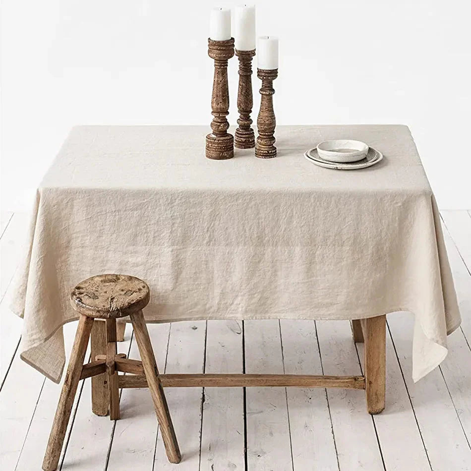 100% Pure Linen Tablecloths & Table Runners - White, Ivory, Beige & Grey