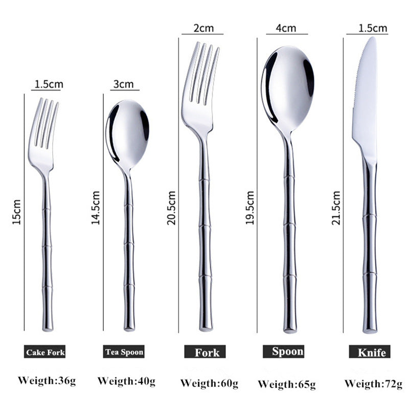 Aldomara Bamboo Gold/Silver Cutlery Set