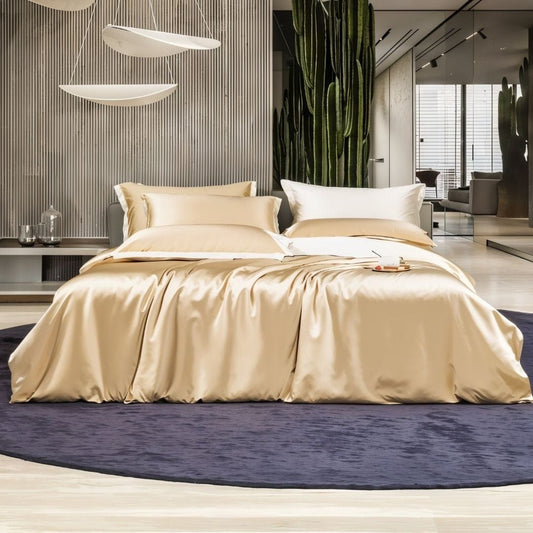 Premium Champagne Mulberry Silk Bedding Set