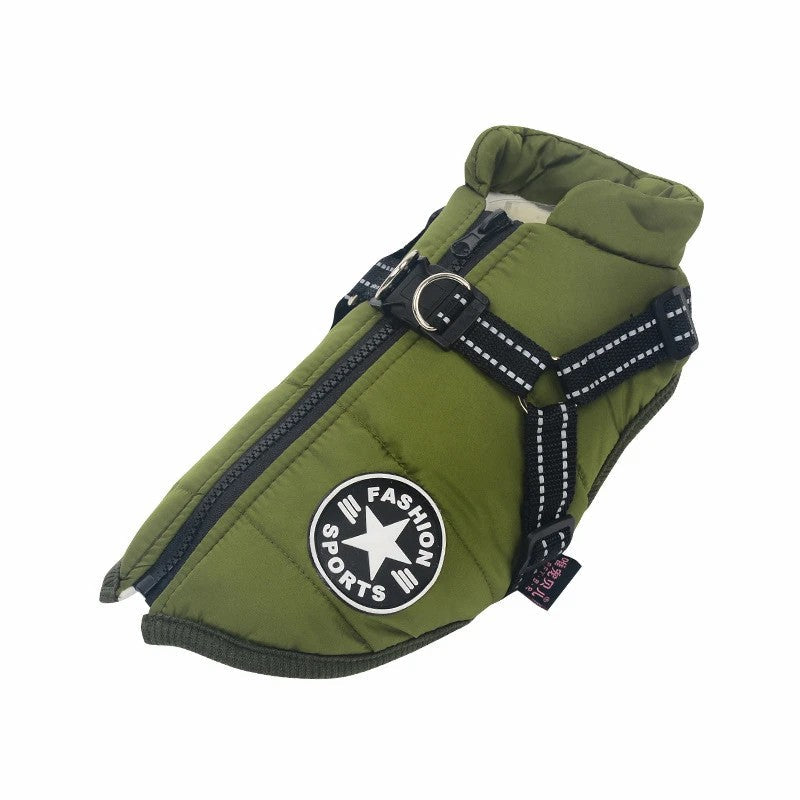 Dog Winter Jacket Coat With Harness : Waterproof Pet Winter Jacket
