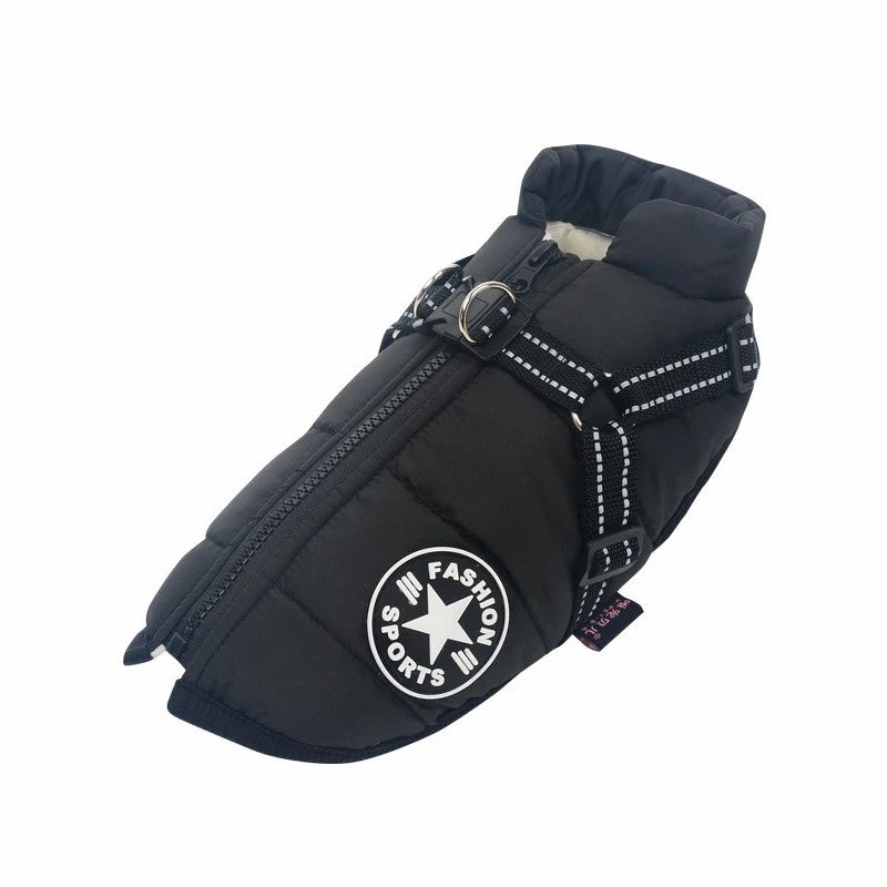 Dog Winter Jacket Coat With Harness : Waterproof Pet Winter Jacket