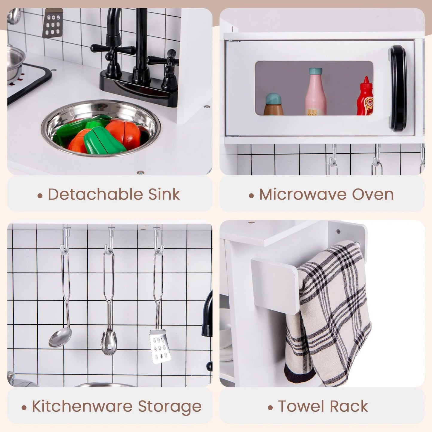 Play Kitchen Toy Set with Oven Real Sounds and Lights
