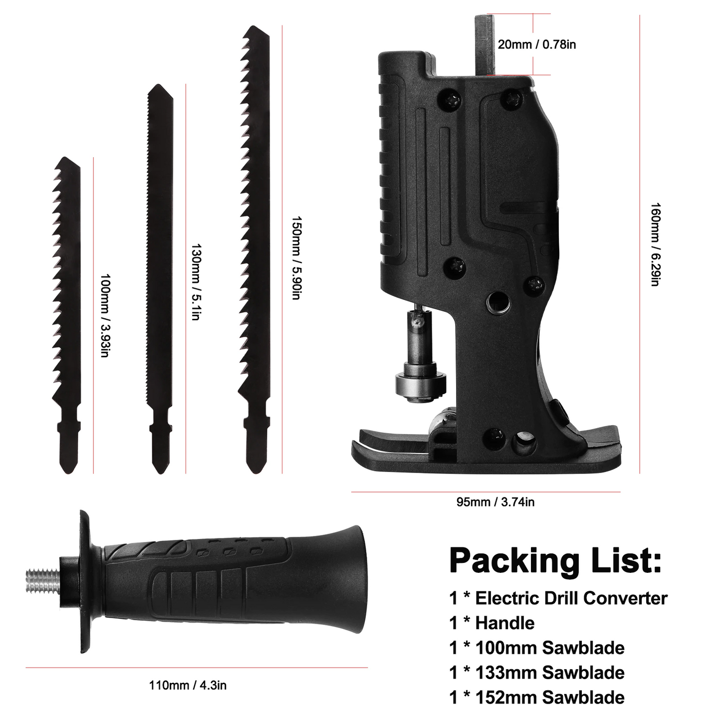 Electric Reciprocating Saw Portable : Wood Cutter Electric Drill Attachment