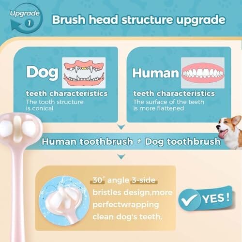 2-Pack 3-Sided Dog Toothbrush