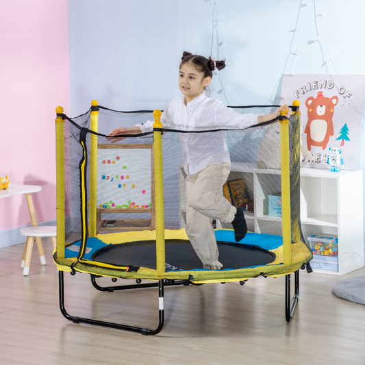 Safe 4.6FT Kids Trampoline with Enclosure for Ages 1-10