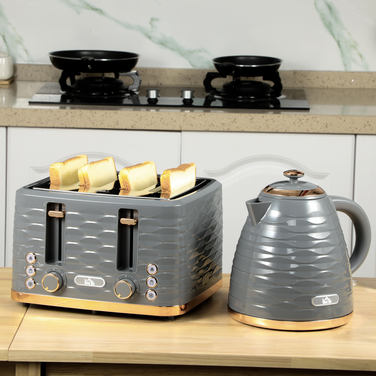 Stylish Kettle & Toaster Set: Rapid Boil & 4-Slice Perfection!