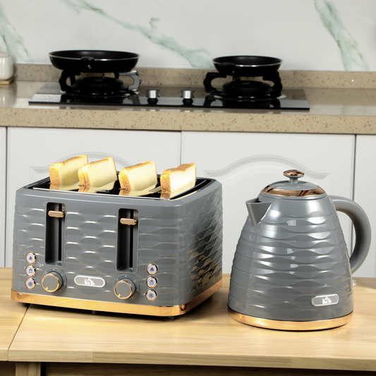 Stylish Kettle & Toaster Set: Rapid Boil & 4-Slice Perfection!