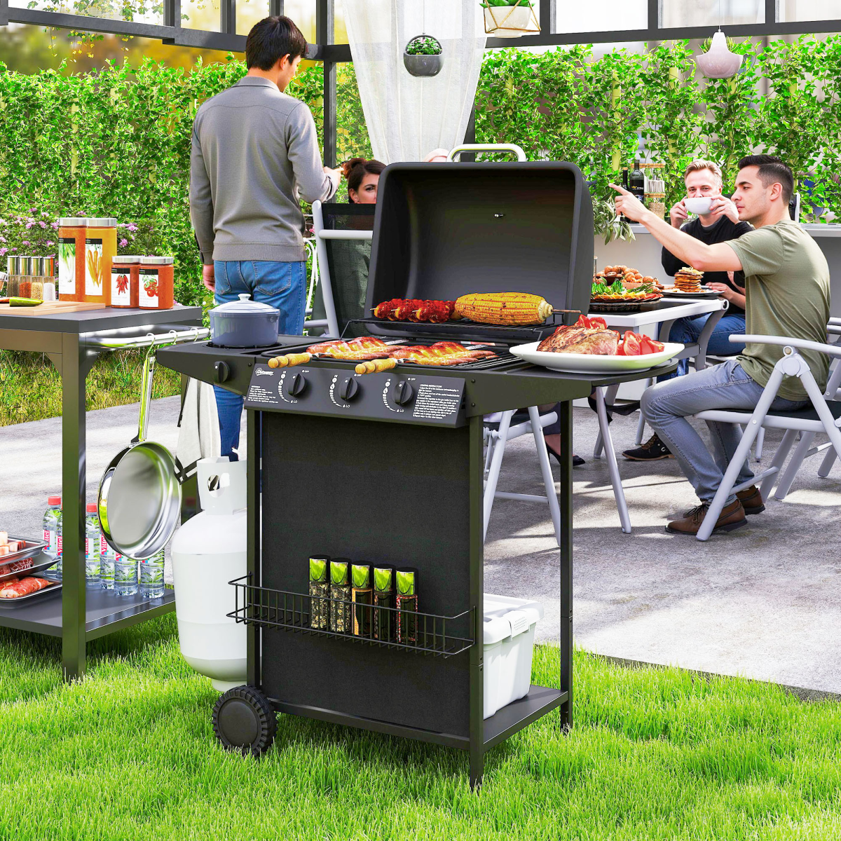 4-Burner Portable Gas BBQ Grill