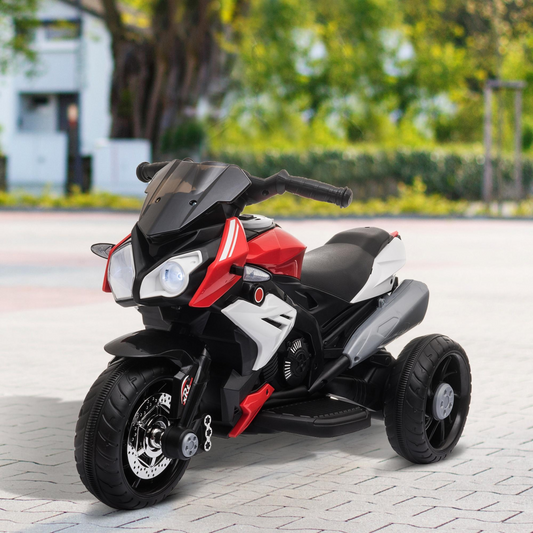 Speedy Red Kids Electric Motorcycle with 3-Wheel Design