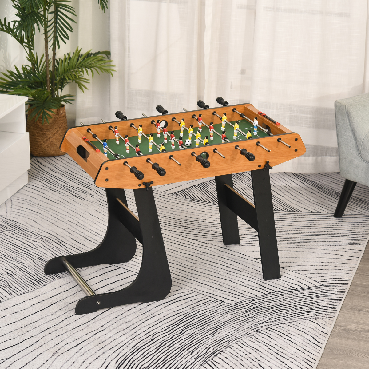 Foldable Foosball Table - Mini Soccer Game for Home, Family