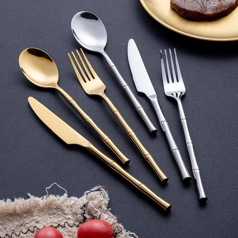 Aldomara Bamboo Gold/Silver Cutlery Set