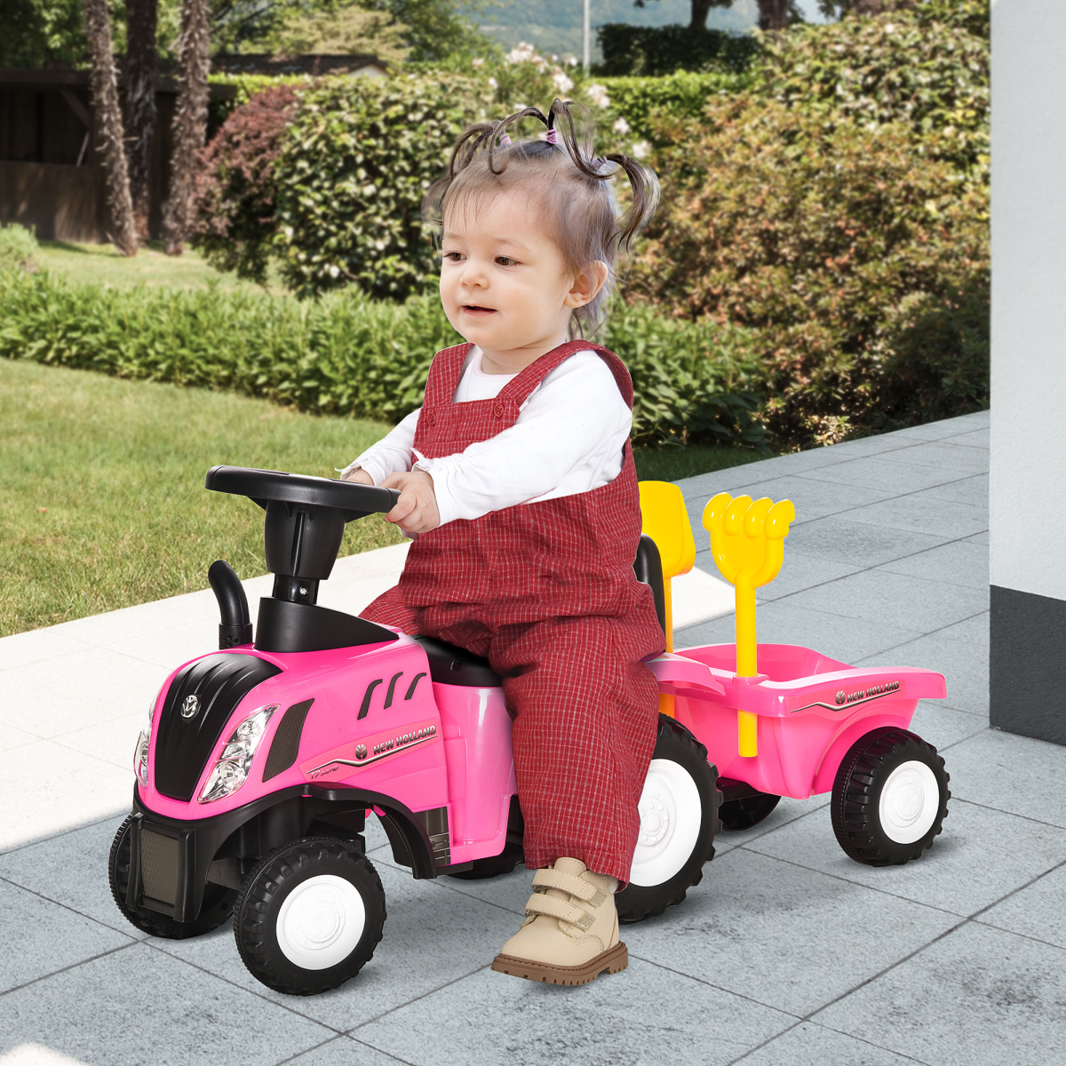Charming Pink Sliding Car with Horn for Toddlers 12-36 Months