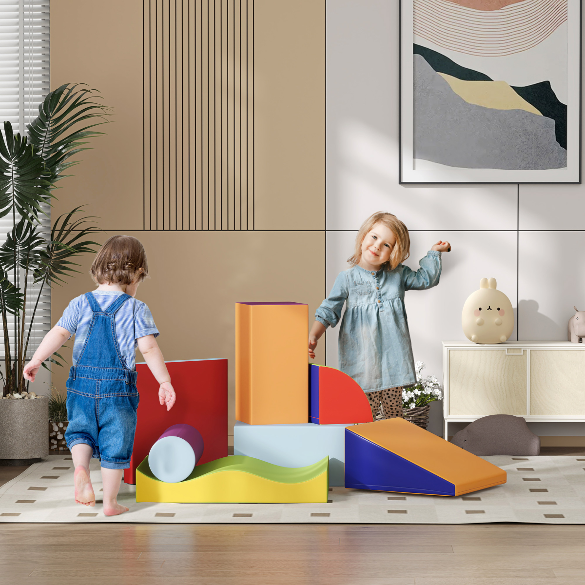 Colorful 7-Piece Kids Soft Foam Puzzle Play Blocks