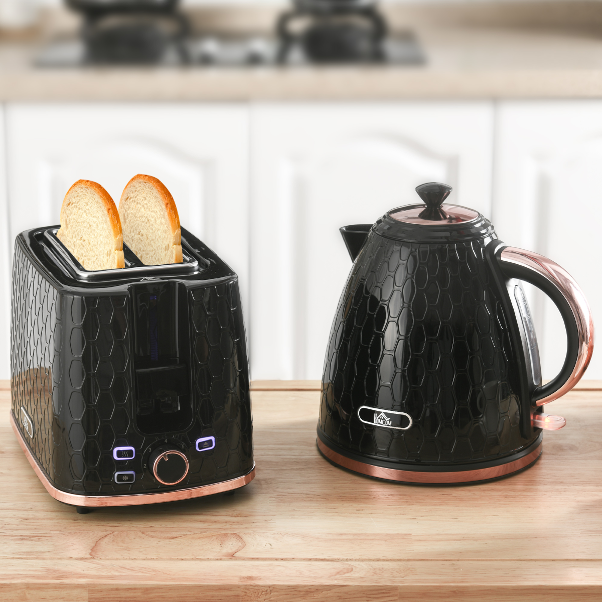Stylish Black Kettle & Toaster Set - Rapid Boil & Perfectly Toasted!