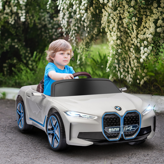 BMW i4 12V Kids Electric Ride-On Car - White | Fun & Safe for Ages 3-6!
