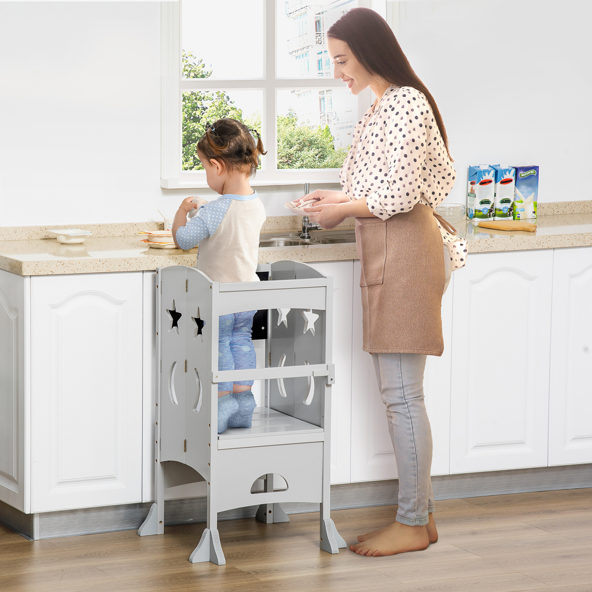 Creative Kids Step Stool with Blackboard & Lockable Rails