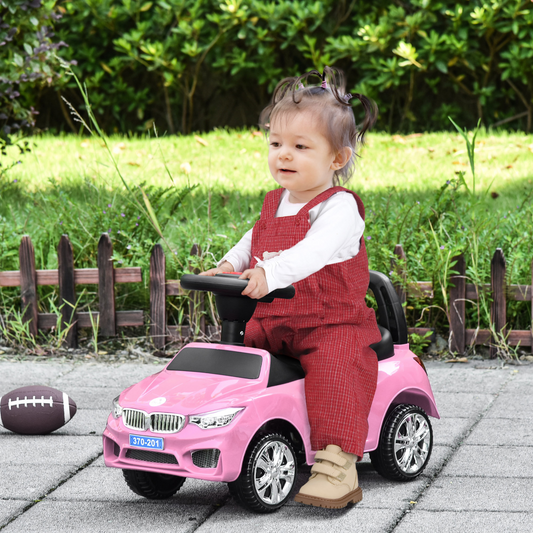 Pink Toddler Ride-On Car - Foot-to-Floor Walker with Music & Storage