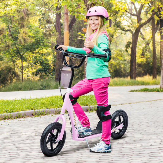Push Scooter Teen Kids Stunt Bike Ride On with 12" EVA Tyres, Pink