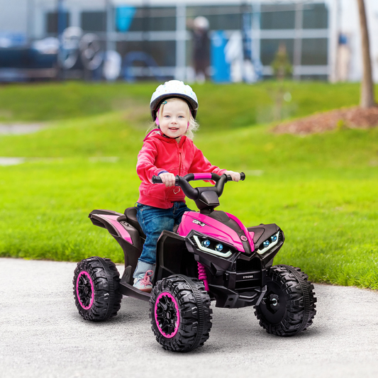 Pink 12V Kids Ride-On Quad ATV for Ages 3-5