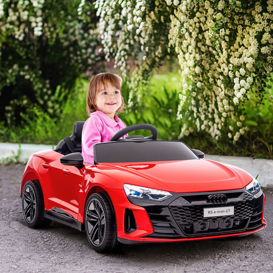Audi RS e-tron GT Licensed 12V Kids Electric Car W/ Remote Horn Music, Red