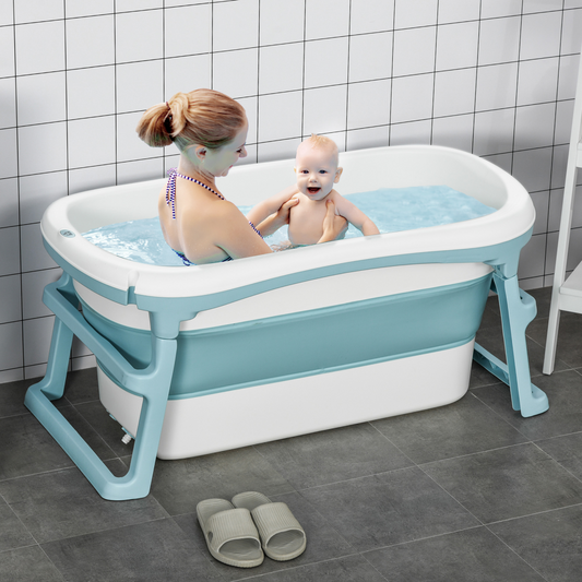 Space-Saving Foldable Kids Bathtub with Lid for Ages 1-12