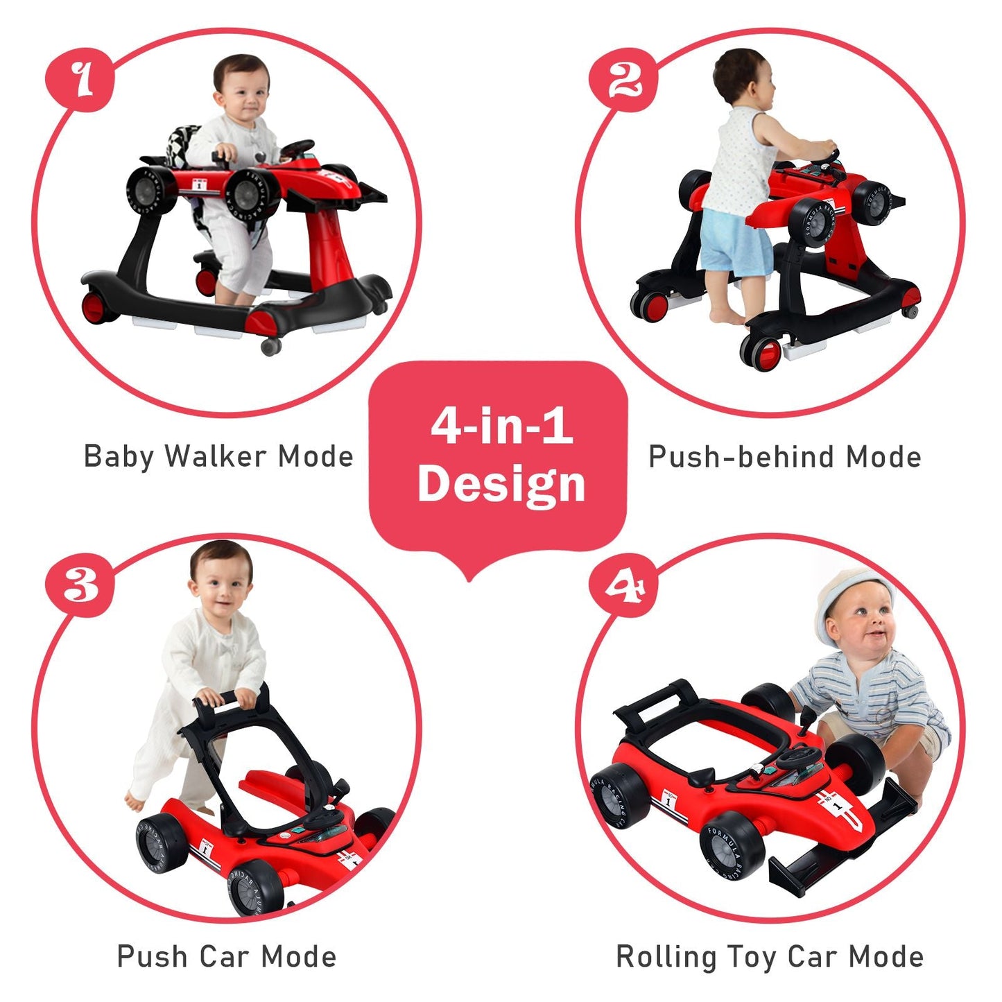 Versatile 4-In-1 Baby Push Walker
