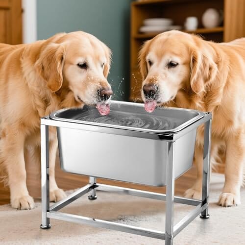 3 Gallons Large Elevated Dog Water Bowl - 11.5'' H Sturdy Stainless Steel Raised Dog Bowl with Stand