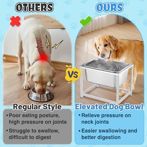3 Gallons Large Elevated Dog Water Bowl - 11.5'' H Sturdy Stainless Steel Raised Dog Bowl with Stand