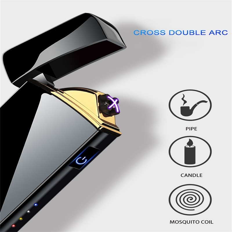 Electric Rechargeable Cigarette Lighter : Windproof Metal Portable Lighter USB