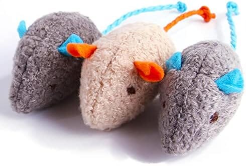 3 Pack Cat Toy Interactive Toy Plush Mouse Shaped Toy