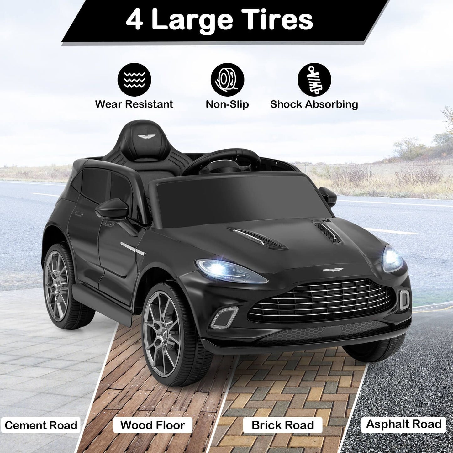 12V Kids Ride on Vehicle Aston Martin Licensed with Horn and Taillights