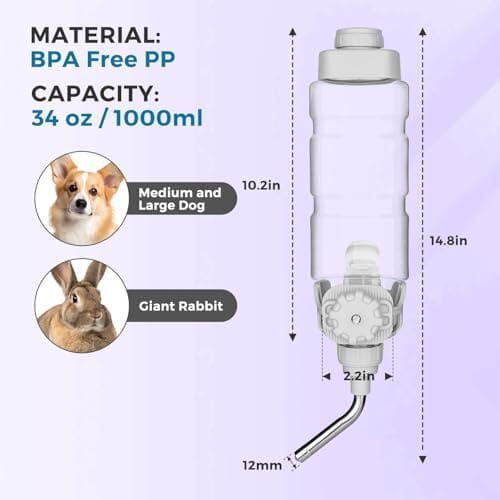 34oz Auto Feeding Crate Water Bottle for Pets