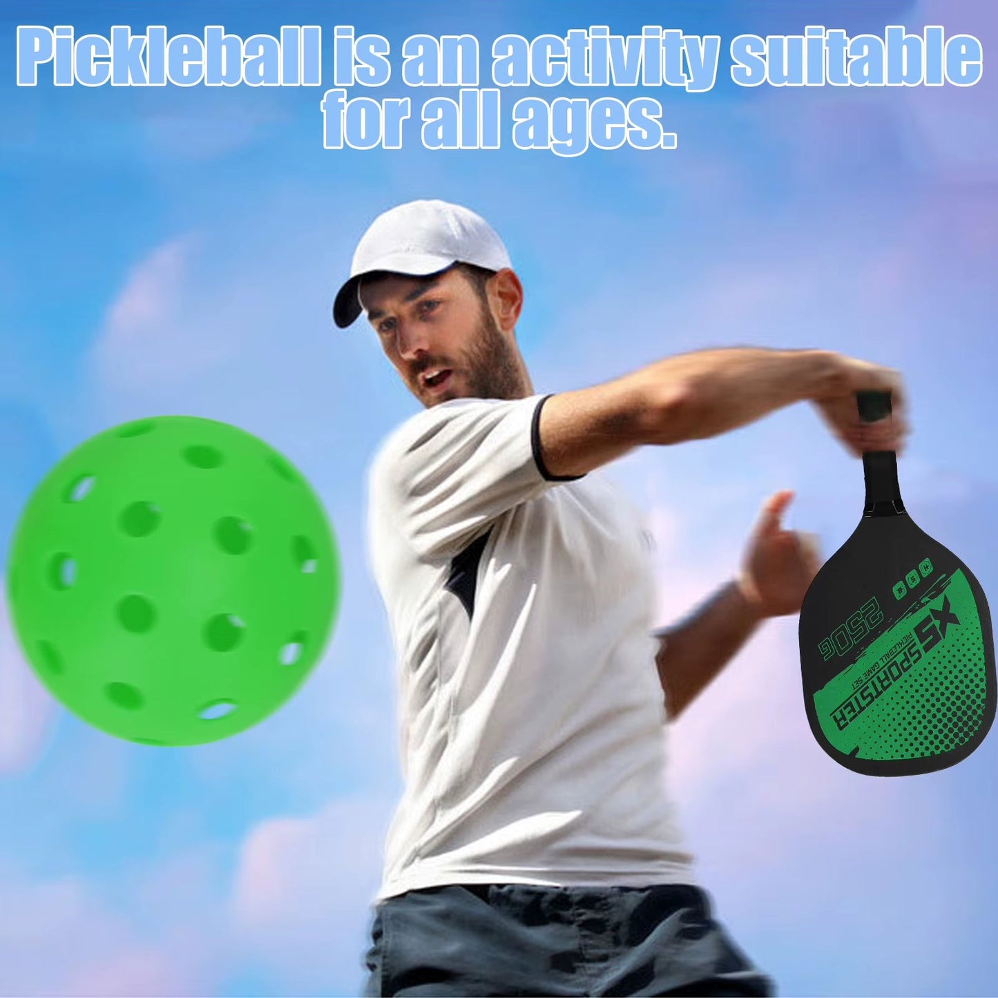 Professional Pickleball Racket Set - Includes 2 Paddles and 4 Pickleballs