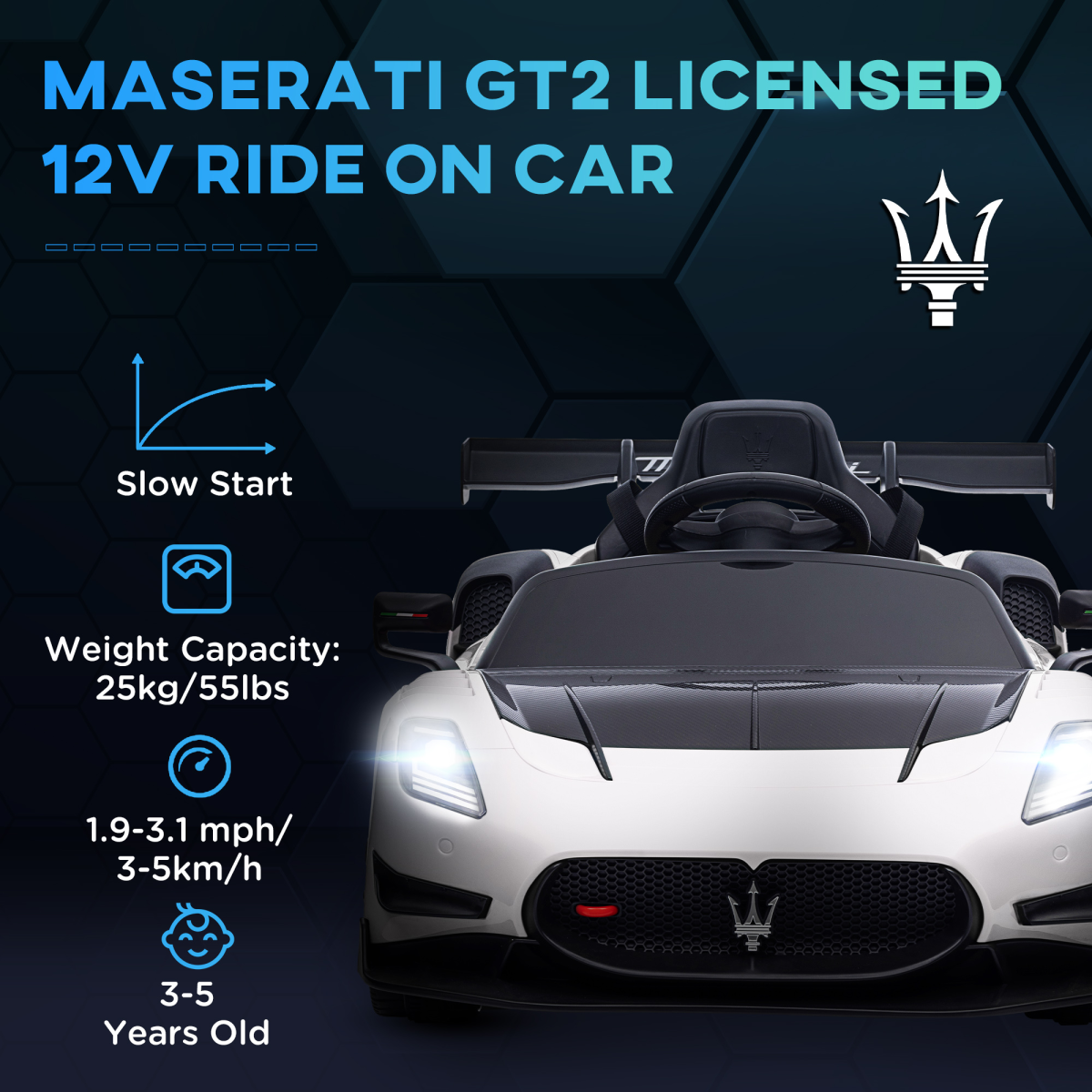 AIYAPLAY Maserati GT2 Licensed 12V Electric Ride on Car w/ Remote