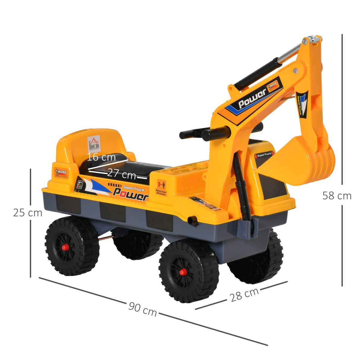 Yellow Excavator Digger Toy for Kids 2-3 Years