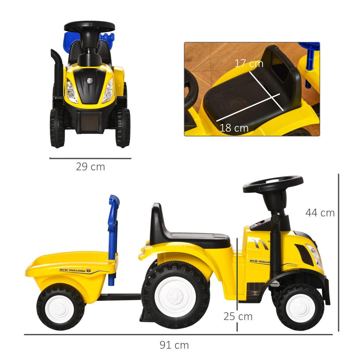 Yellow Foot-to-Floor Tractor Walker & Slider for 12-36 Months