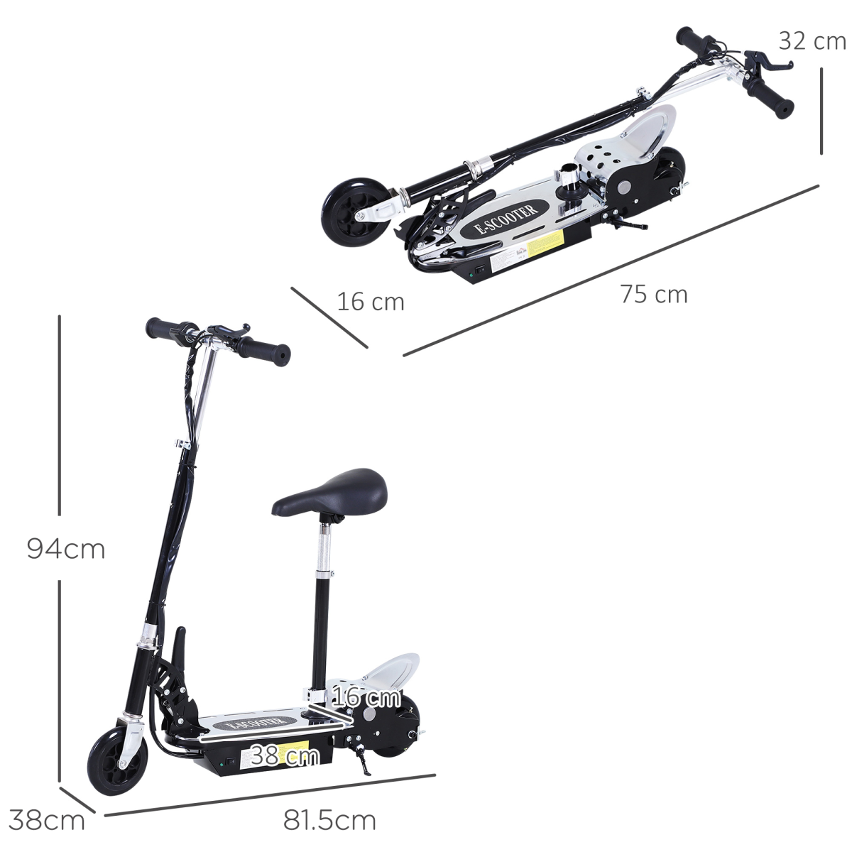 Kids Foldable Electric Scooter with 120W Battery, Brake & Kickstand