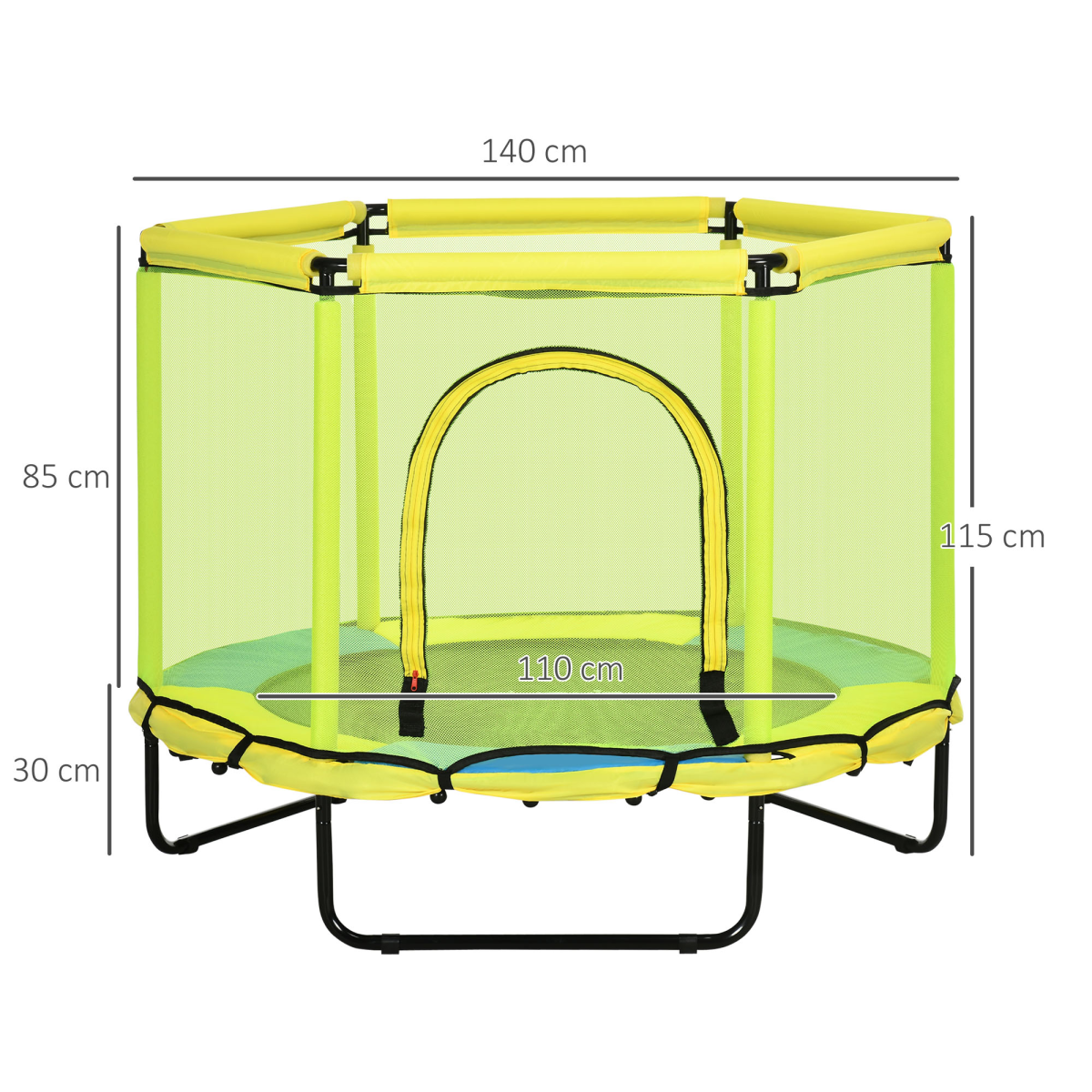 ZONEKIZ 4.6 FT Safe Indoor Bungee Trampoline with Enclosure Net for Kids