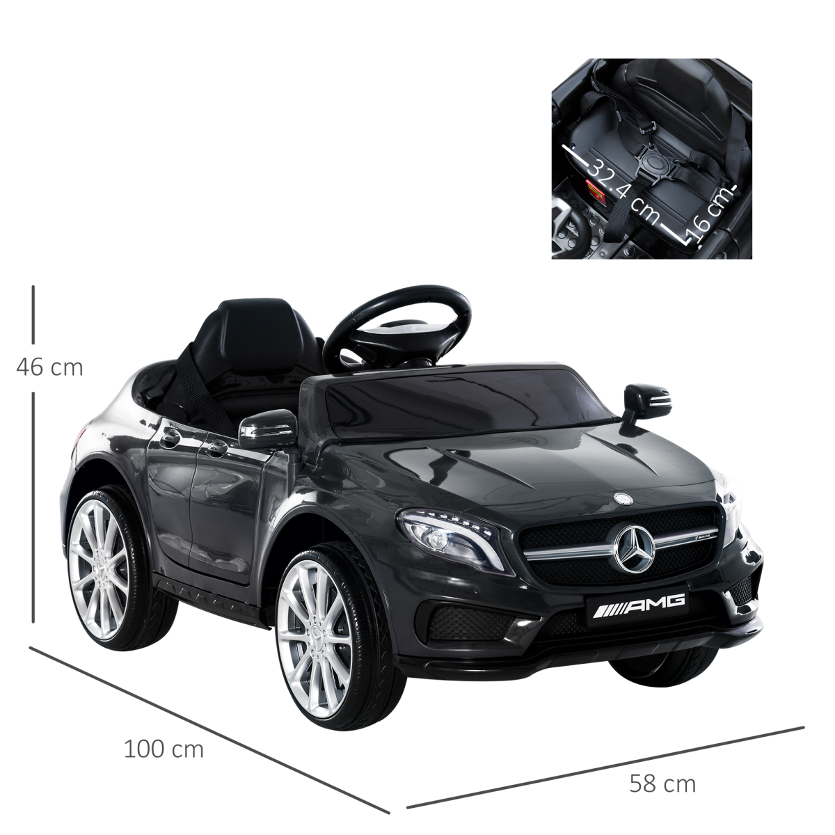 6V Licensed Mercedes Benz Kids Ride On Car W/ Remote Light Music Black