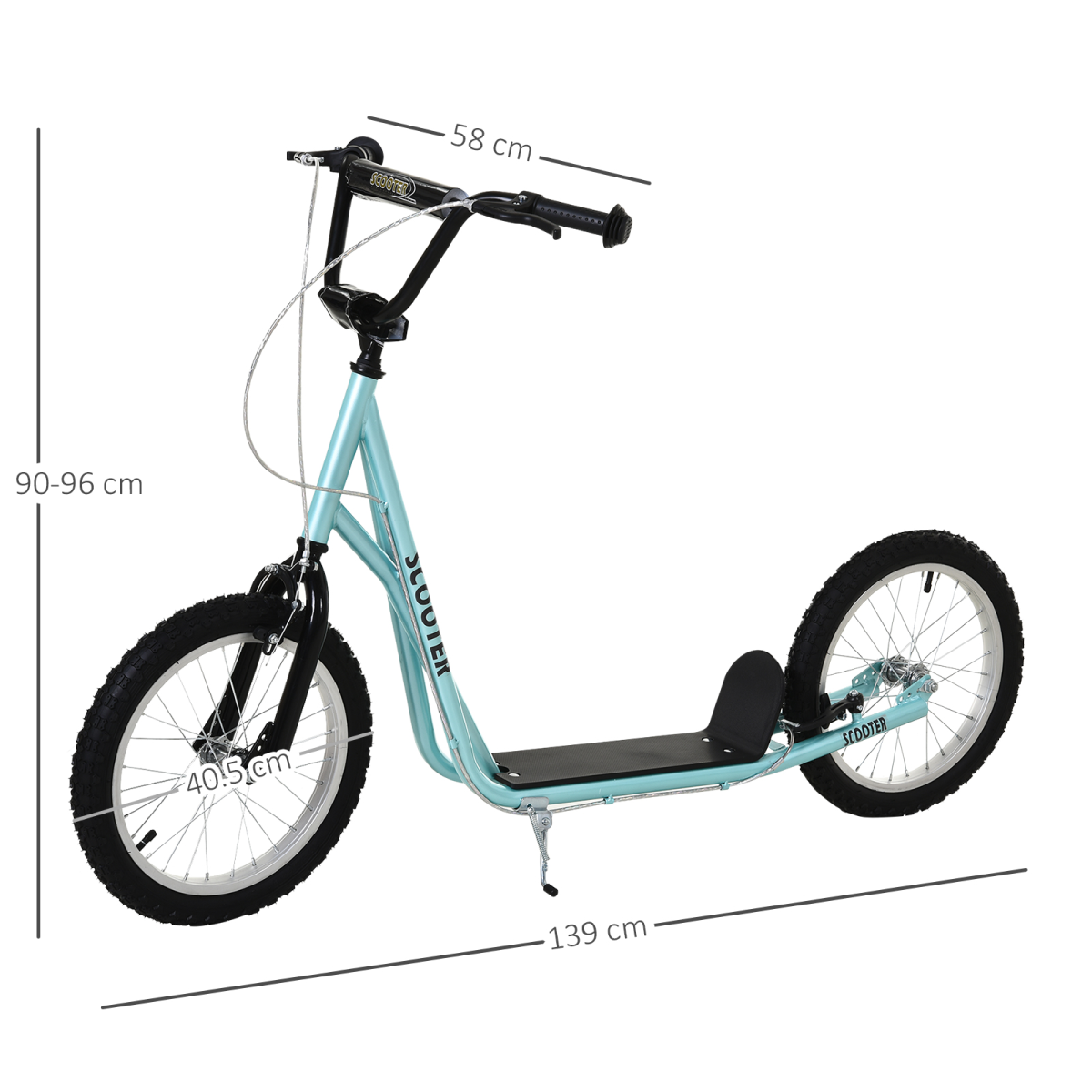 Adjustable Kids Kick Scooter with Inflatable Wheels - Blue