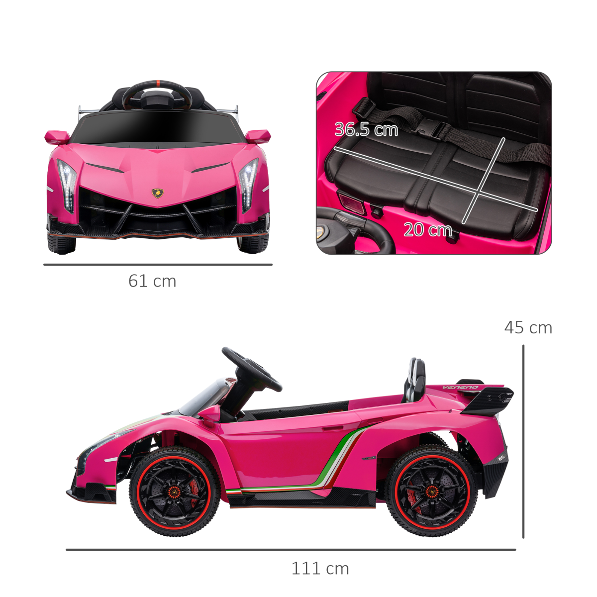 Lamborghini Veneno Licensed Electric Ride-on Car with Remote- Pink