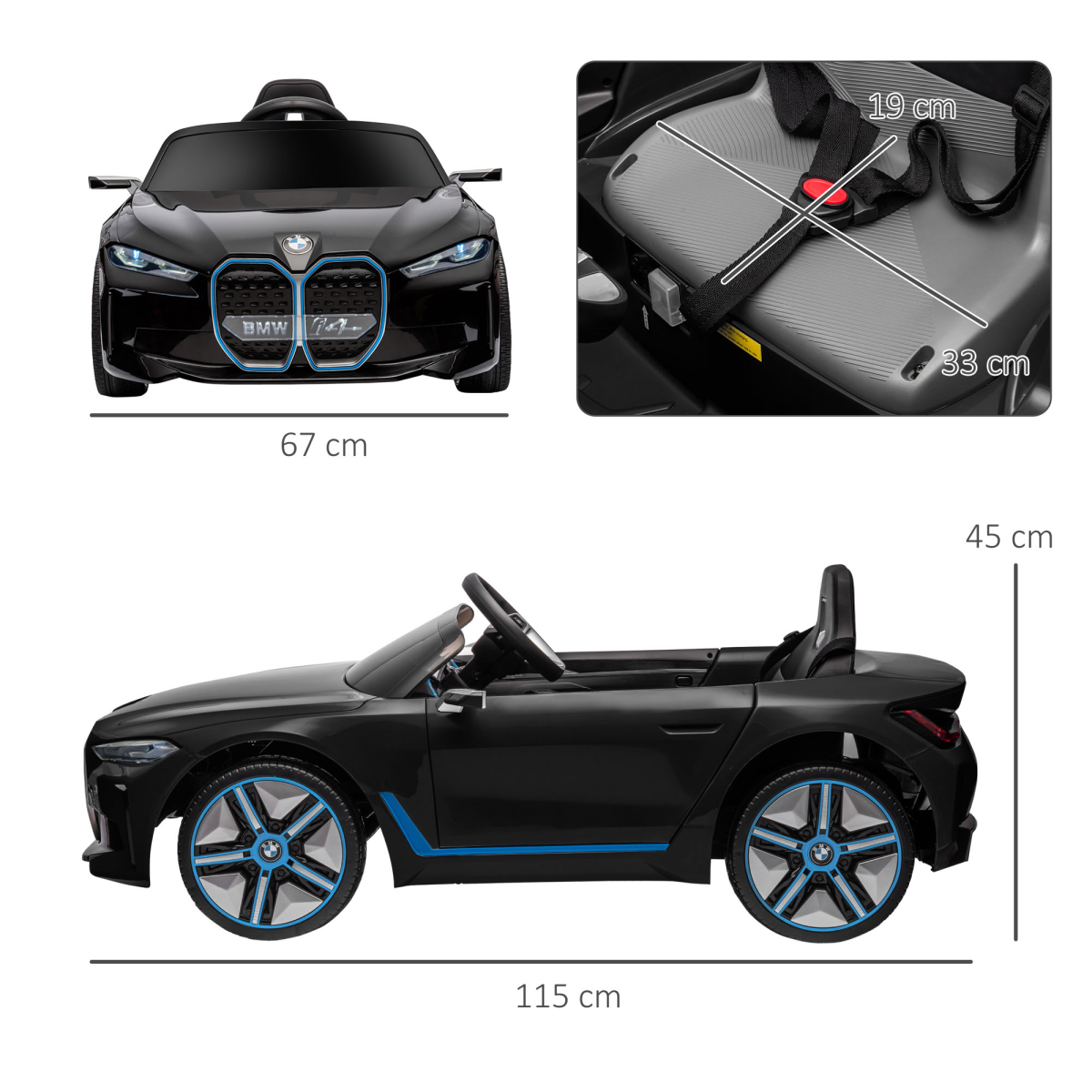 BMW i4 Kids Electric Ride-On 12V - Stylish Black Ride for Young Adventurers!